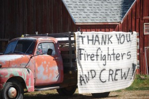 A sign thanks firefighters at the Fourmile Fire in Boulder, Colo. David Frey photo.